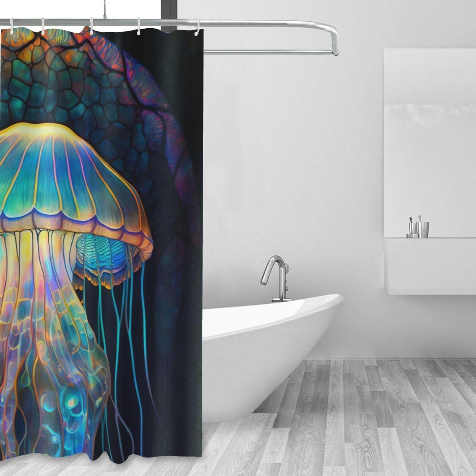 Amazon｜SweetFox クラゲシャワーカーテン バスルーム用 海 クラゲ